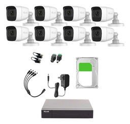 Hilook HL1080PS Kit de Camaras de Seguridad Exterior HLPS-PLUS8-SC+3TB Video Vigilancia TurboHD 1080p CCTV 8 Cámaras Bala con Micrófono Integrado + 3TB