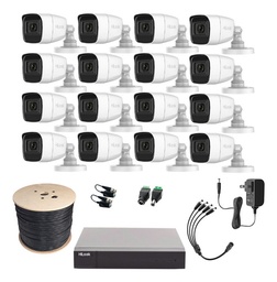 Hilook HL1080PS Kit de Camaras de Seguridad Exterior HLPS-PLUS16-B Video Vigilancia TurboHD 1080p CCTV 16 Cámaras Bala con Micrófono Integrado + Bobina de Cable de Red