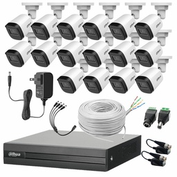 Dahua Kit DHT0250010 de CCTV 16 KITXVR1B04-2MP Cámaras 2 MP + Bobina de Cable UTP Cat53 con Transceptores Kit de Video Vigilancia Detección de Movimiento y Cámaras de Seguridad