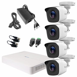 Hilook KIT7204BM Kit Turbo HD Circuito Cerrado 4 Cámaras Metálicas 720p + Transceptores Kit de Video Vigilancia de Alta Resolución con Visión Nocturna