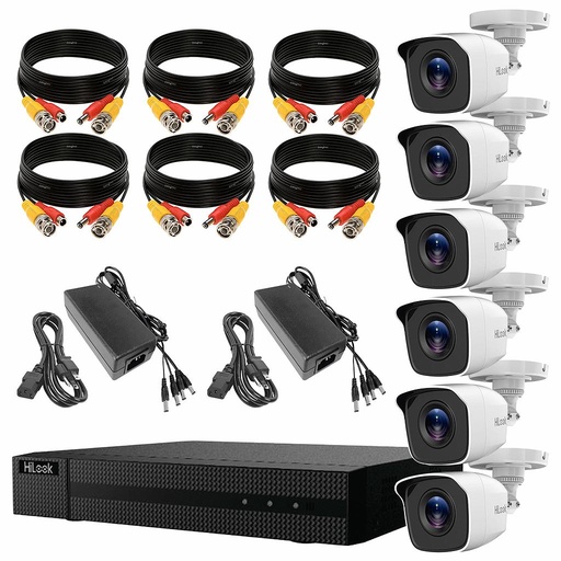 Hilook KIT7204BM Kit Video Vigilancia 6 Cámaras Metálicas Turbo HD 720p con Visión Nocturna Circuito Cerrado de Alta Resolución