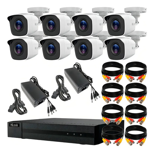 Hilook KIT7204BM Kit Video Vigilancia 8 Cámaras Metálicas Turbo HD 720p con Visión Nocturna Circuito Cerrado de Alta Resolución
