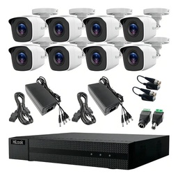Hilook KIT7204BM Kit Turbo HD Circuito Cerrado 8 Cámaras Metálicas 720p + Transceptores Kit de Video Vigilancia de Alta Resolución con Visión Nocturna