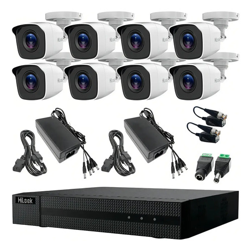 Hilook KIT7204BM Kit Turbo HD Circuito Cerrado 8 Cámaras Metálicas 720p + Transceptores Kit de Video Vigilancia de Alta Resolución con Visión Nocturna