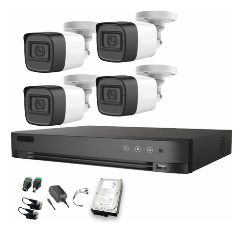 HIKVISION HIK5MPSLQ-KIT(B) Kit 4 Cámaras de videovigilancia Exterior HIK5MPSLQ-KIT(B)4SC500 + HDD 500GBMicrofono incorpoado Alta Calidad Circuito Cerrado CCTV HIK5MPSLQ-KIT(B) Facil Instalación
