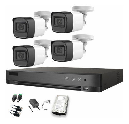 HIKVISION HIK5MPSLQ-KIT(B) Kit 4 Cámaras de videovigilancia Exterior HIK5MPSLQ-KIT(B)4CSC3 + HDD 3TB Microfono incorpoado Alta Calidad Circuito Cerrado CCTV HIK5MPSLQ-KIT(B) Facil Instalación