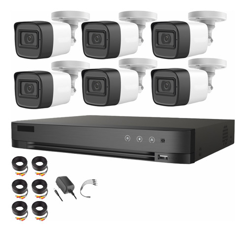 HIKVISION HIK5MPSLQ-KIT(B) Kit 6 Cámaras de videovigilancia Exterior HIK5MPSLQ-KIT(B)6CCC + Accesorios Microfono incorpoado Alta Calidad Circuito Cerrado CCTV HIK5MPSLQ-KIT(B) Facil Instalación