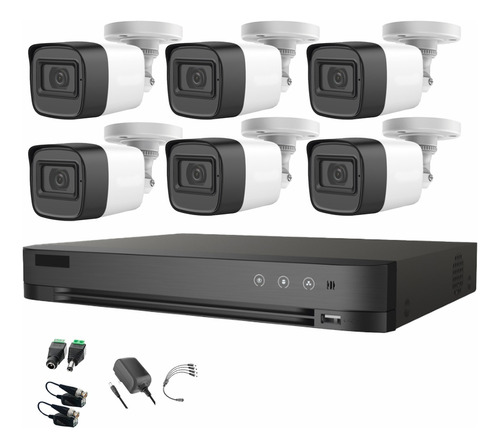 HIKVISION HIK5MPSLQ-KIT(B) Kit 6 Cámaras de videovigilancia Exterior HIK5MPSLQ-KIT(B)6CSC + Transceptores Microfono incorpoado Alta Calidad Circuito Cerrado CCTV HIK5MPSLQ-KIT(B) Facil Instalación