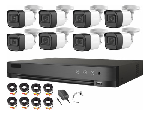 HIKVISION HIK5MPSLQ-KIT(B) Kit 8 Cámaras de videovigilancia Exterior HIK5MPSLQ-KIT(B)8CCC + Accesorios Microfono incorpoado Alta Calidad Circuito Cerrado CCTV HIK5MPSLQ-KIT(B) Facil Instalación