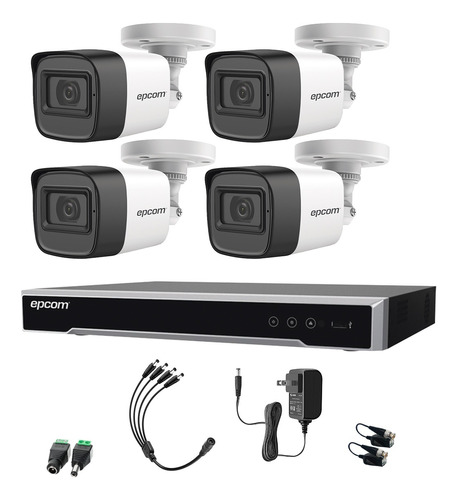 Epcom B50-KIT-MIC Kit de Camaras de Seguridad Exterior Metalicas B50KIT-PLUS-SC Video Vigilancia TurboHD 1080p CCTV 4 Cámaras Bala con Micrófono Integrado