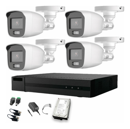 EPCOM B8-KIT-CV/A Kit 4 Cámaras de seguridad B8-KIT-CV/A-4CSC3 CCTV Exterior ColorVu Alta definición  Metálicas Videovigilancia B8-KIT-CV/A Micrófono integrado