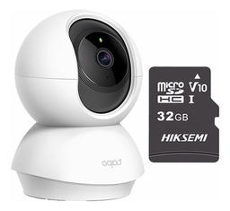 TP-LINK CAMTPL180 Cámara de seguridad para interiores 2MP Wi-Fi TAPO-C200-PLUS-32 Con MicroSD 32GB Detección de movimiento y notificaciones Alarma de Luz y Sonido Audio bidireccional Control por Voz C200 compatible con Asistente de Google y Amazon Alexa