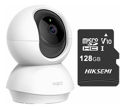TP-LINK CAMTPL180 Cámara de seguridad para interiores 2MP Wi-Fi TAPO-C200-PLUS-128 Con MicroSD 128GB Detección de movimiento y notificaciones Alarma de Luz y Sonido Audio bidireccional Control por Voz C200 compatible con Asistente de Google y Amazon Alexa