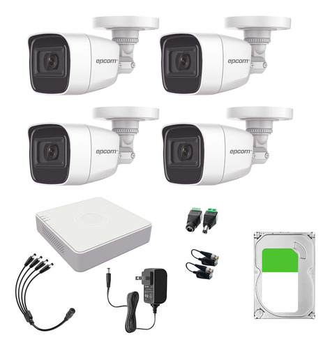 Epcom B8-KIT-MIC Kit Camaras De Seguridad De Video Vigilancia Metalicas Con Microfono Integrado Modelo B8-MIC-PLUS-SC+1TB 2mp Con disco duro 1TB Cctv Cámaras Bala Con Audio Por Coaxitron Turbohd 1080p Lite