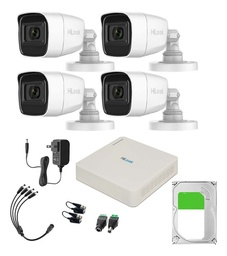 Hilook HL1080PS Kit de Camaras de Seguridad Exterior Con Micrófono Integrado + Disco Duro 1TB Modelo HLPS-PLUS-SC+1TB Video Vigilancia TurboHD 1080p CCTV 4 Cámaras Bala