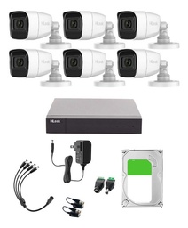 Hilook HL1080PS Kit de Camaras de Seguridad Exterior Con Micrófono Integrado + Disco Duro 2TB Modelo HLPS1080-PLUS6-SC+2TB Video Vigilancia TurboHD 1080p CCTV 6 Cámaras Bala