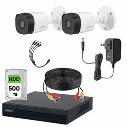 Kit Videovigilancia Cronos 2 Cámaras B1A21N 2 Mp + Disco Duro 500 GB + Cables + Accesorios - Kit CCTV B1A21N-LOW-CC (DVR Dahua XVR1B04-I Circuito Cerrado)