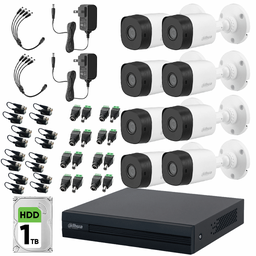 Dahua DHT0250010 Kit de Video Vigilancia 8 Cámaras de Seguridad 2 Mp con HDD 1 TB + Transceptores / Circuito Cerrado con Detección de Movimiento en Alta Resolución DH-KIT8CH-2MP-PLUS-1TBSC