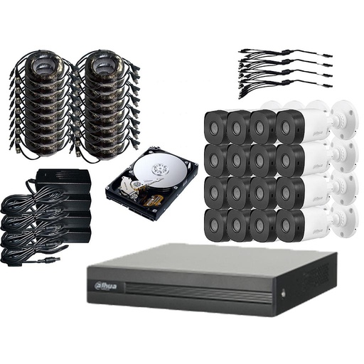 Dahua DHT0250010 Kit de Video Vigilancia 6 Cámaras 2 MP con Transceptores + Disco Duro 1TB  Cámaras de Seguridad  Alta Resolución Circuito Cerrado con Detección de Movimiento DH-KIT8CH-2MP-PLUS-1TB6SC