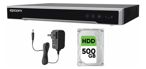 Epcom Kit DVR 4 Canales TurboHD + 4 Canales IP 8 MP 4K Tecnología Acusense Evita Falsas Alarmas + Disco Duro 500GB Audio por Coaxitron 4 Entradas de Alarma 1 Salida de Alarma + Detección de Rostros