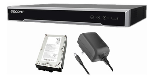 Epcom Kit DVR 4 Canales TurboHD + 4 Canales IP 8 MP 4K Tecnología Acusense Evita Falsas Alarmas + Disco Duro 1TB Audio por Coaxitron 4 Entradas de Alarma 1 Salida de Alarma + Detección de Rostros