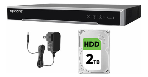 Epcom Kit DVR 4 Canales TurboHD + 4 Canales IP 8 MP 4K Tecnología Acusense Evita Falsas Alarmas + Disco Duro 2TB Audio por Coaxitron 4 Entradas de Alarma 1 Salida de Alarma + Detección de Rostros