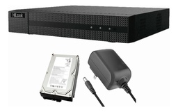 HiLook Kit DVR 4 Canales TurboHD + 1 Canal IP  2 MP Tecnología Acusense Lite Evita Falsas Alarmas + Disco Duro 2TB Audio por Coaxitron Y Salida de Vídeo Full HD