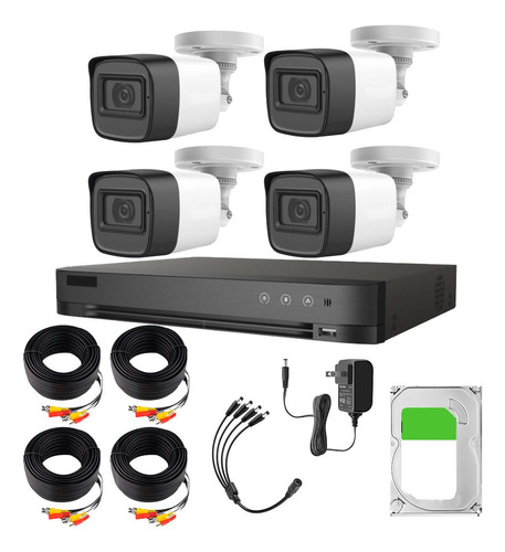 Hikvision HIK5MPSLQ-KIT(B) Kit de 4 Camaras de Seguridad Exterior Metalicas Con Micrófono Integrado + Disco Duro 2TB Modelo HIK5MPSLQ-PLUS+2TB Video Vigilancia TurboHD 1080p CCTV 4 Cámaras Bala