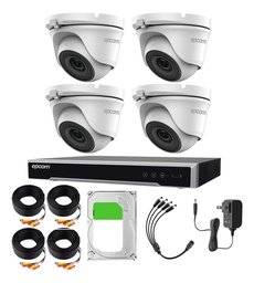 Epcom Kit E50-TURBO-G3 de 4 Camaras de Seguridad Metalicas Domo 5MP Protección IP66 Para Uso Exterior + DVR 4ch TURBOHD Con Detección de Movimiento Y Salida de Alarma +3TB HDD Modelo EV8004E50-PLUS+3TB