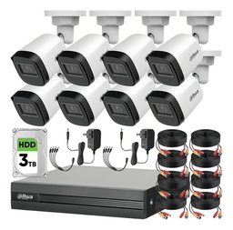 Kit Videovigilancia DHT0250010 Dahua KITXVR1B04-2MP Camaras Bala Dvr cables 3TB