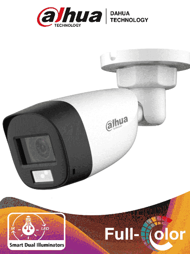 DAHUA HAC-HFW1200CLN-IL-A - Camara Bullet de 2 Megapixeles/ Iluminación Dual Inteligente + FullColor/ Lente de 2.8mm/ 102 Grados de Apertura/ 20 Metros de IR y Luz Visible/ Micrófono Integrado/ IP67/ Soporta: CVI/CVBS/AHD/TVI/ #LoNuevo #VolDH