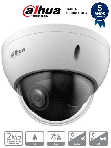 DAHUA SD22204DB-GC - Cámara PTZ Mini Domo Antivandálica de 2 Megapíxeles/ 4X de Zoom Óptico/ IP66/ IK10/ Starlight/ HLC/ 30FPS/ 3DNR/ #LoNuevo