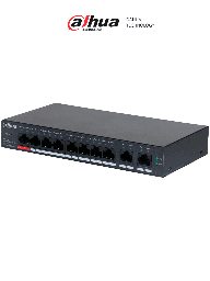 DAHUA DH-CS4010-8ET-110 Switch 10 Puertos Fast Ethernet/ 8 Puertos PoE/ 2 Puertos Uplink 10/100/1000/ 110 Watts Totales/ Soporta PoE Watchdog/ Switching 5.60 Gbps/ Tasa de Reenvio de Paquetes 4.17 Mbps/ Plataforma DoLynk Care/ #LoNuevo