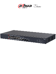 DAHUA DH-CS4218-16ET-135 Switch Poe Ethernet de 18 puertos/ 16 puertos PoE 10/100 Mbps/ 135 Watts Totales/ PoE Watchdog/ Switching 7.2 Gbps/ Reenvio de paquetes 5.36/ Plataforma Dolynlk care/ #LoNuevo