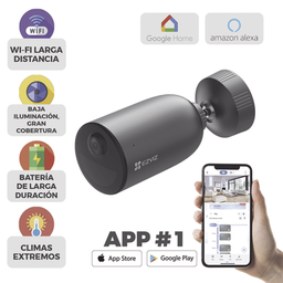 Cámara IP Inalámbrica Con Batería Recargable (Cero Cables) / Detección humana / Colores en Oscuridad / 2K (3 Megapixel) / Sirena y Estrobo