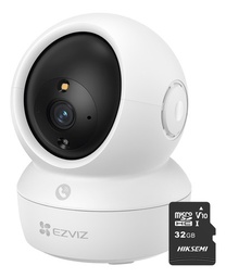 Ezviz CS-H6CPRO/4MP Mini Cámara de Seguridad H6CPro-PLUS-32 IP PT 4 MP Conexión Wi-Fi + Seguimiento Inteligente Con Audio de Dos Vías Visión Panorámica Memoria MircroDS de 32GB Ideal Para Uso en Interior