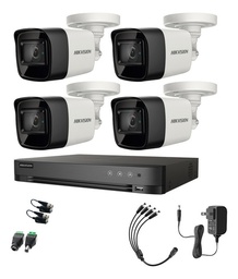 Hikvision Kit de 4 Cámaras de Seguridad Metálicas Bala TURBOHD 4K 8MP Exterior IP67 IR EXIR 30 mts + DVR 8MP 4 Canales TURBOHD + 4 Canales IP Modelo IDS2CE16U0T-PLUS-SC IDS-7204HUHI-M1/S