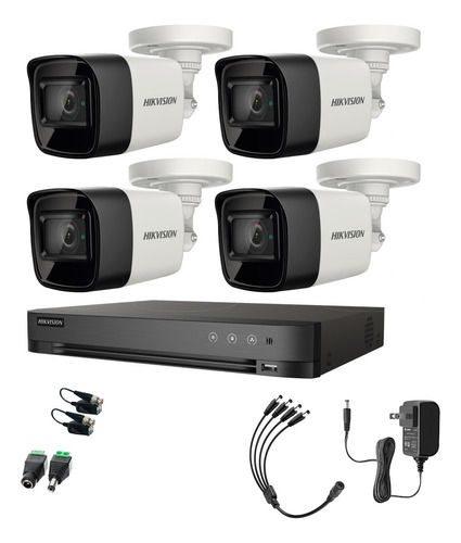 Hikvision Kit de 4 Cámaras de Seguridad Metálicas Bala TURBOHD 4K 8MP Exterior IP67 IR EXIR 30 mts + DVR 8MP 4 Canales TURBOHD + 4 Canales IP Modelo IDS2CE16U0T-PLUS-SC IDS-7204HUHI-M1/S