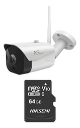 ZKTECO Cámara de seguridad NG-C401-PLUS-64 Con MicroSD 64GB Bullet WiFi 1080P Distancia IR 15 metros Almacenamiento local y en la nube Control Remoto Audio Bidireccional  Máxima seguridad CCTV