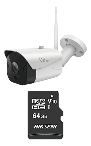 ZKTECO Cámara de seguridad NG-C401-PLUS-64 Con MicroSD 64GB Bullet WiFi 1080P Distancia IR 15 metros Almacenamiento local y en la nube Control Remoto Audio Bidireccional  Máxima seguridad CCTV