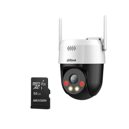 DAHUA SD2A500HB-GN-AW-PV-S2 - Camara IP PT WiFi de 5 Megapixeles Full Color Iluminador Dual Inteligente + MicroSD 64GB Serie Picoo Disuasión Activa 30 Metros luz Visible e IR Audio 2 Vías Altavoz Integrado IP66 DHT0060084