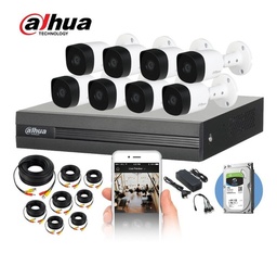 Dahua Kit de Video Vigilancia 8 Cámaras de Seguridad 2 Mp con HDD  1TB Accesorios Incluidos Circuito Cerrado con Detección de Movimiento en Alta Resolución DH-KIT8CH-2MP-PLUS-2TBCC