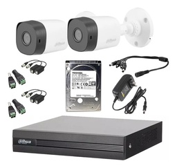 Kit Video Vigilancia 2 Camaras 1080p Dahua 500 Gb Baluns