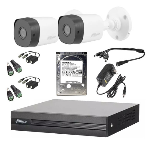 Kit Video Vigilancia 2 Camaras 1080p Dahua 500 Gb Baluns