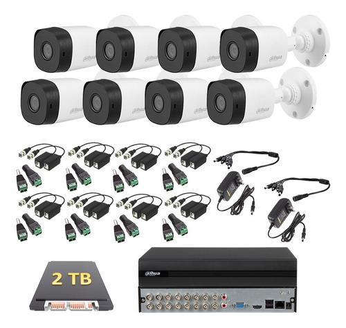 Kit Video Vigilancia 8 Cámaras 1080p Dahua 2tb Baluns Dvr 16