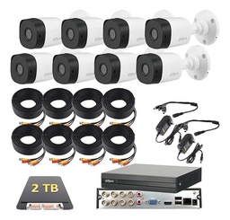 Kit Video Vigilancia 8 Cámaras Metalicas 1080p Dahua 2 Tb