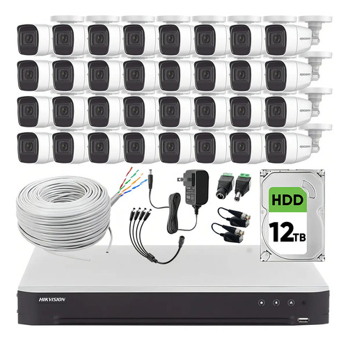 Epcom B8-KIT-MIC Kit de Video Vigilancia Turbo Hd 32 Cámaras Metalicas de 2mp Microfono Integrado Con Disco 12 TB y Cable UPT / Modelo B8-MIC-PLUS32+12T-B Cámaras de Seguridad de Alta Resolución