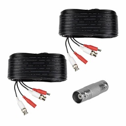 CRONOS FRIGG Kit 2 Cables WB0120C Armado para Video y Energia de 20 Metros c/u + 1 Conector PSUBR03 BNC Barril Hembra