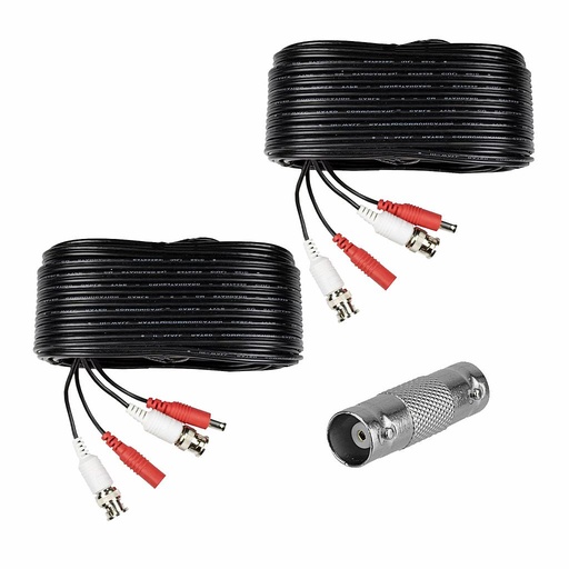CRONOS FRIGG Kit 2 Cables WB0120C Armado para Video y Energia de 20 Metros c/u + 1 Conector PSUBR03 BNC Barril Hembra