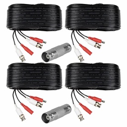 CRONOS FRIGG Kit 4 Cables WB0120C Armado para Video y Energia de 20 Metros c/u + 2 Conector PSUBR03 BNC Barril Hembra